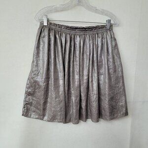 Corey Lynn Calter Skirt Womens S Gold‎ Metallic Lame Pleated Mini Pockets Party